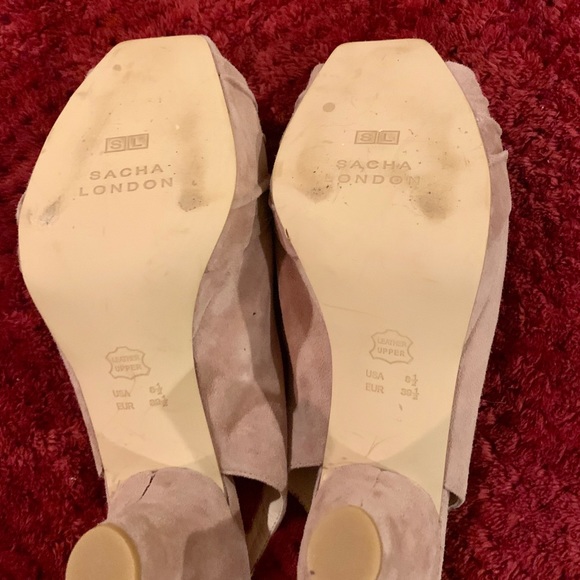 Sasha London camel suede open toe sling backs - Picture 6 of 9